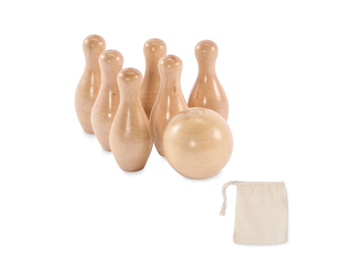 Mini bowlingspel i furu