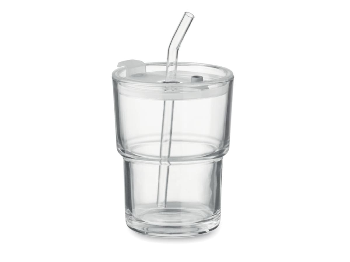 Glasmugg med sugrör 400ml