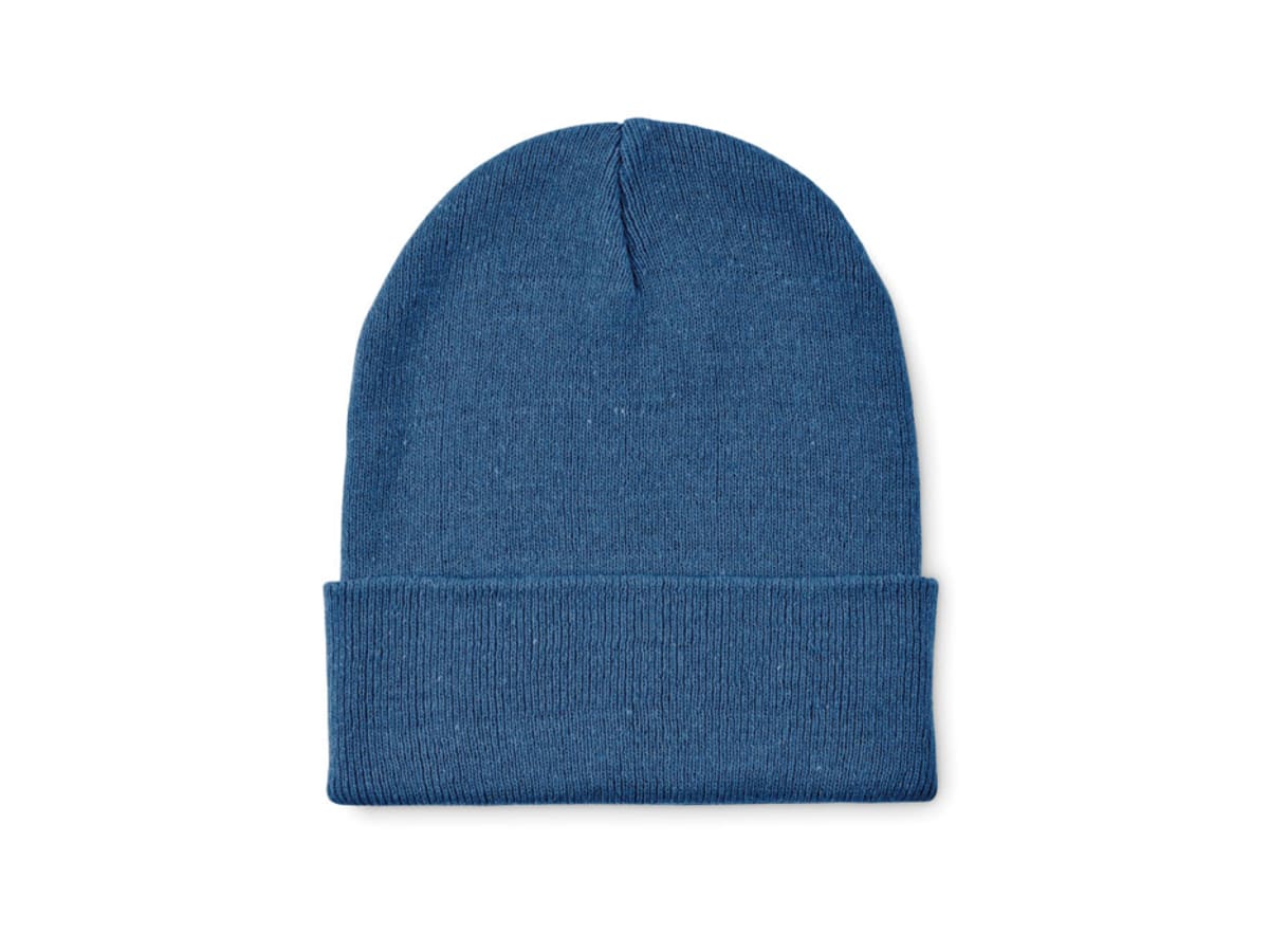 Stickad mössa med mudd