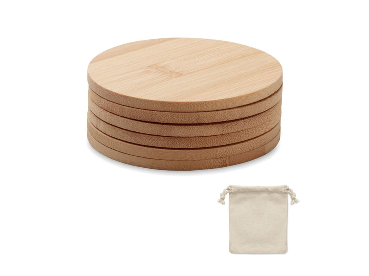 Set med 6 bambuunderlägg