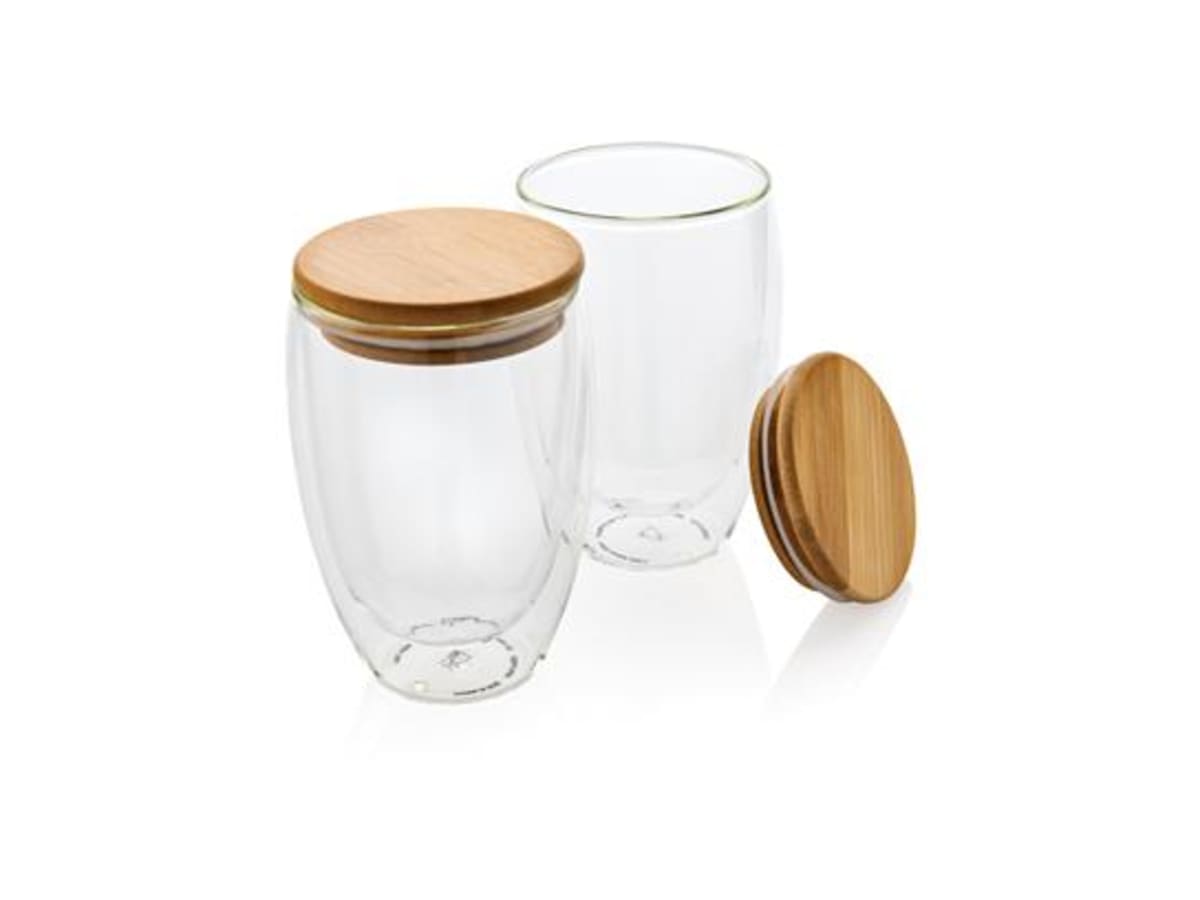 Borosilikatglas med bambulock, 2-pack