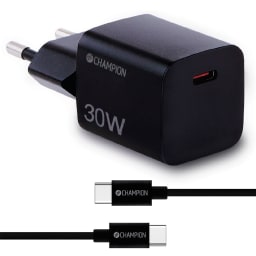 0. Laddare 30W + USB-C Kabel Svart