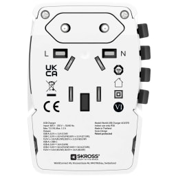 1. Världsreseladdare AC65PD World USB-A+USB-C PD 65W Jordad