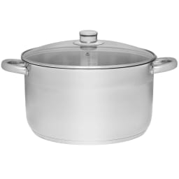 0. Basic Gryta i stål med glaslock 10 L 28 cm