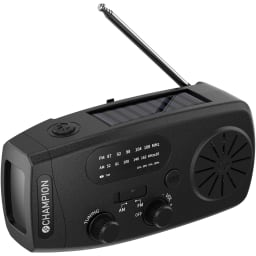 3. Vevradio med ficklampa och solcell Svart