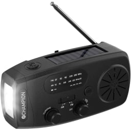 4. Vevradio med ficklampa och solcell Svart