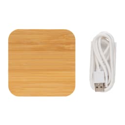 3. 5W trådlös laddare i bambu med USB