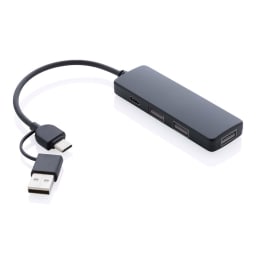 0. USB hub i RCS återvunnen plast med dubbel input