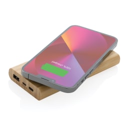 1. 8.000 mAh, 5W trådlös powerbank i bambu