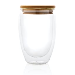 1. Dubbelväggigt borosilikatglas med bambulock, 350ml