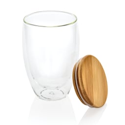 2. Dubbelväggigt borosilikatglas med bambulock, 350ml