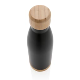 2. Vakuum stainless steel flaska med kork och botten i bambu
