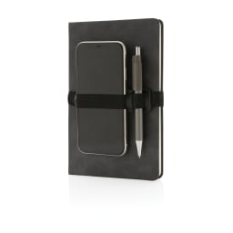 1. A5 hardcover PU anteckningsbok med mobil och-pennhållare