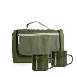0. Emaljkoppar + picknickpläd