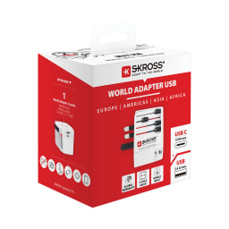 3. SKROSS World Travel Adapter MUV 2-polig med USB A och C
