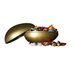 0. Guldägg i plåt fyllt med godis, 400 gr