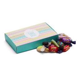 0. Presentask Mailbox, 250 gr med godismix & logotyp