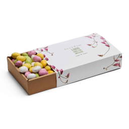 0. Easter Flat Box, 500g med mjölkchokladägg & logotyp