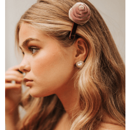 1. Velvet rose hair pinn - Pink / Amber