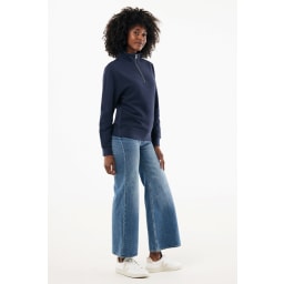 3. IQONIQ Elgon tröja i återvunnen bomull med kvartslång dragkedja