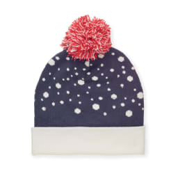 1. Stickad mössa med julmotiv