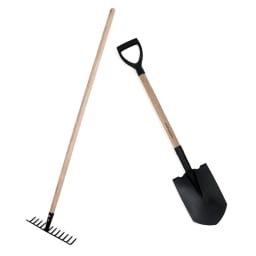 0. Trädgårdsverktyg (Spade och räfsa)