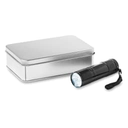 1. LED-ficklampa i plåtask