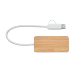 2. USB-hubb med 3 portar i bambu