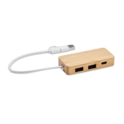 0. USB-hubb med 3 portar i bambu