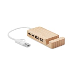 0. USB-hubb med 4 portar i bambu