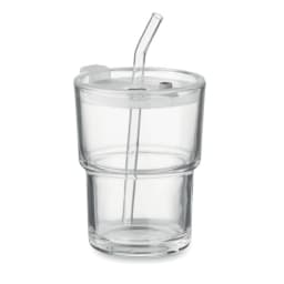 0. Glasmugg med sugrör 400ml