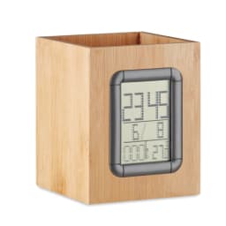 0. Pennhållare bambu LCD klocka