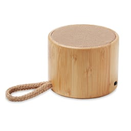 0. Rund trådlös högtalare i bambu