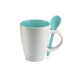 0. Keramik kaffemugg med sked