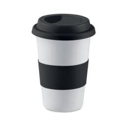 0. Keramik mugg med lock och grep