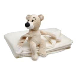 1. Fleece-filt med en nalle på