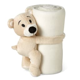 0. Fleece-filt med en nalle på
