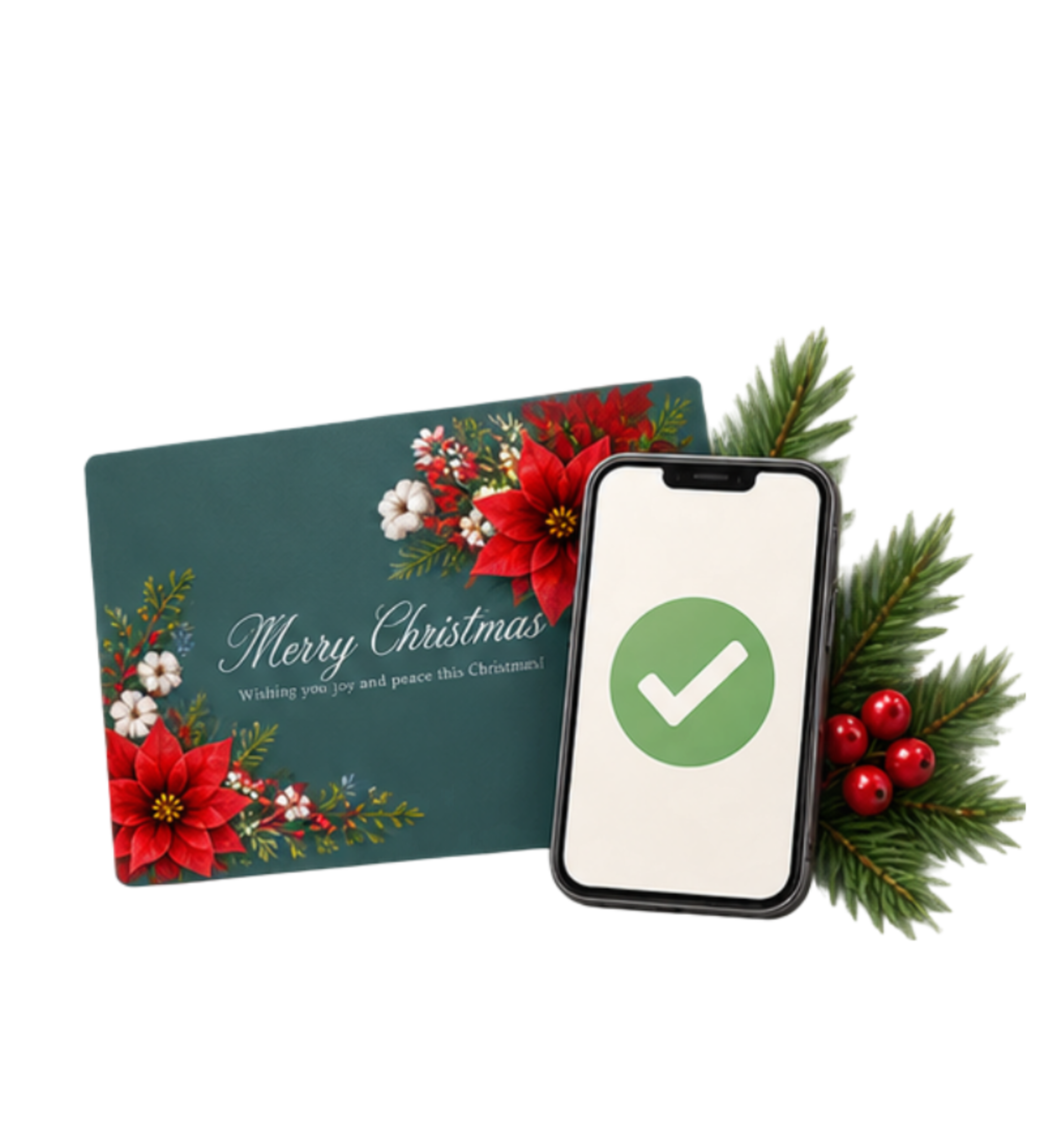 Följ inlösen - Mobiltelefon med bekräftelse och julkort