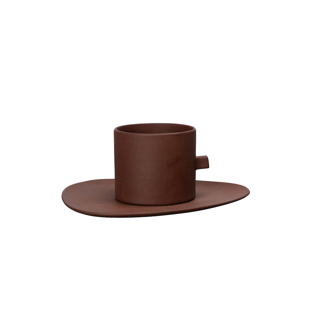 Coffee cup and plate Clay