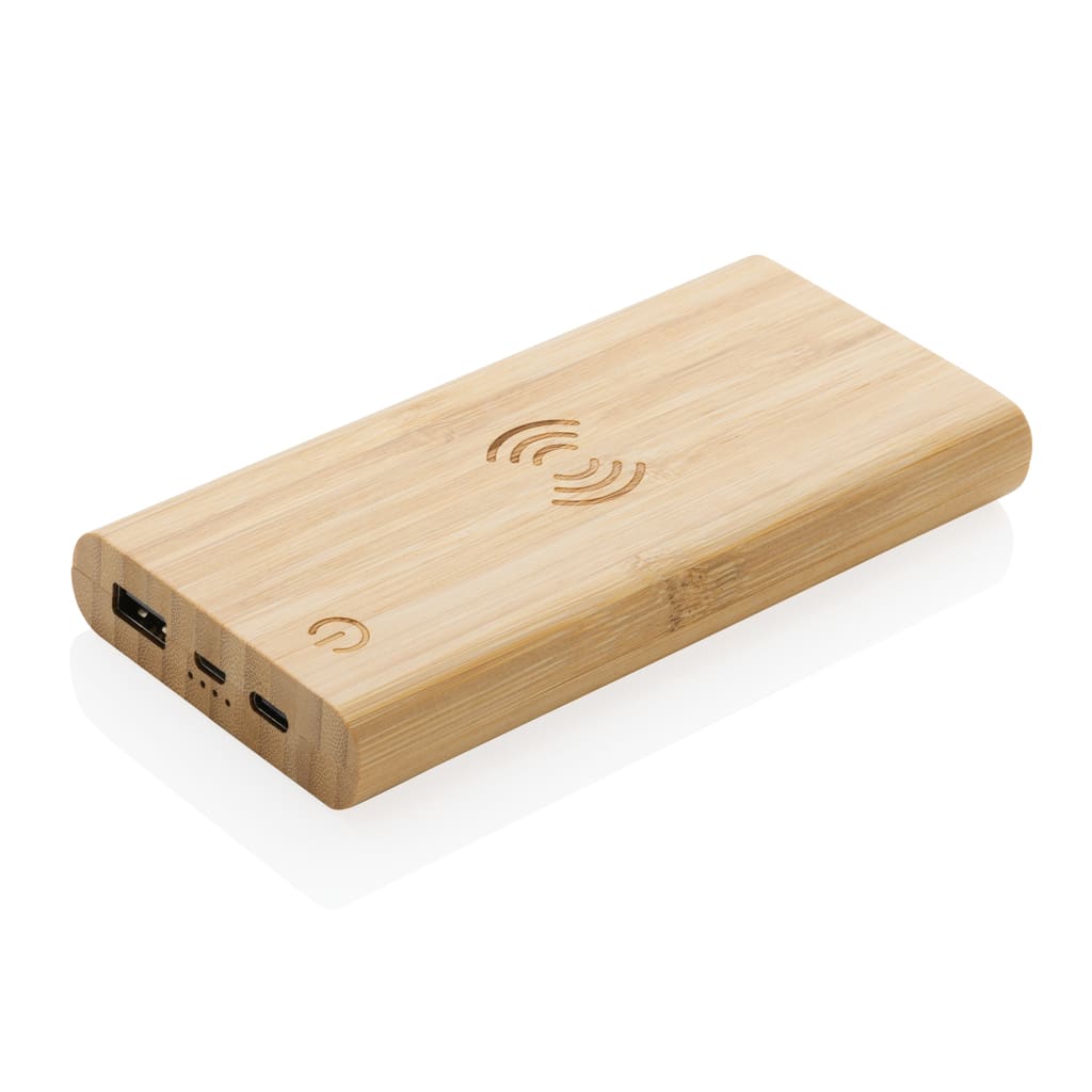 8.000 mAh, 5W trådlös powerbank i bambu