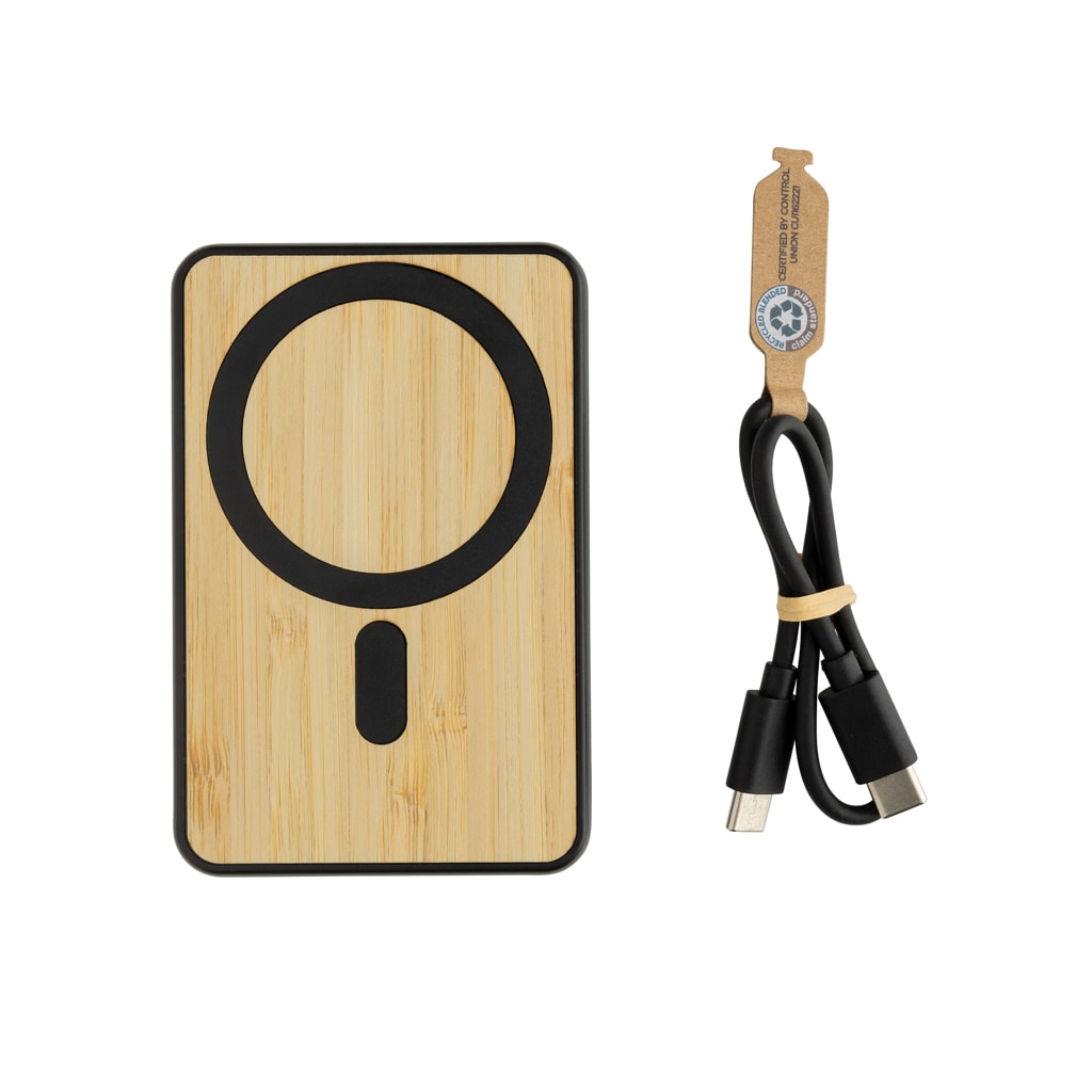Zen RCS plast 5000 mAh 5W magnetisk powerbank i bambus