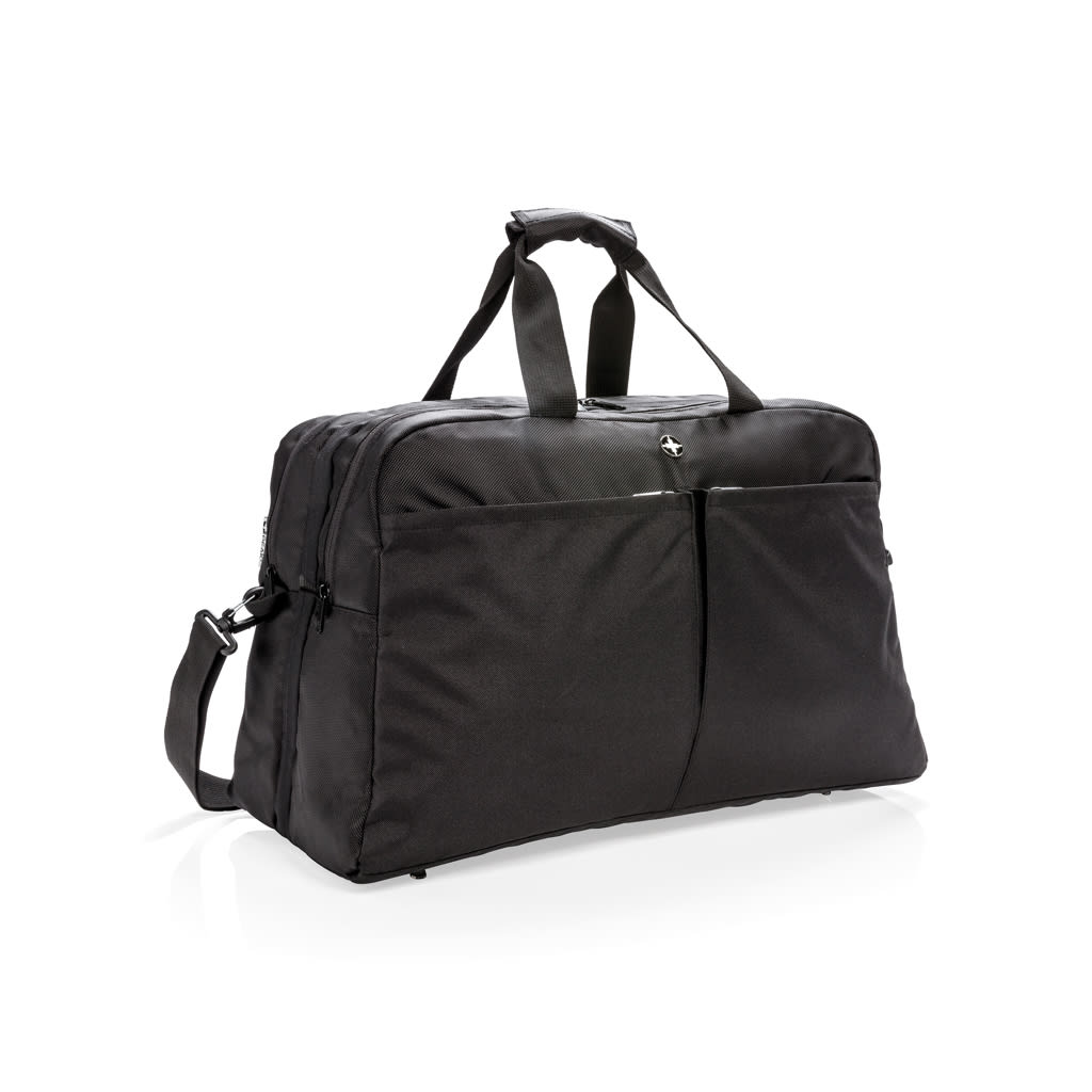 Swiss Peak RFID duffel with suitcase opening
