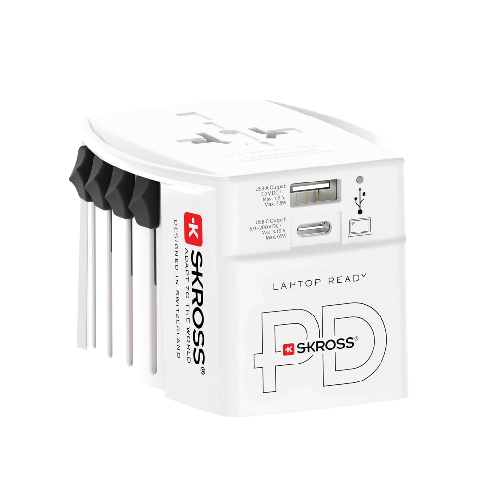 SKROSS World Travel Adapter MUV 65W PD med USB C-kabel