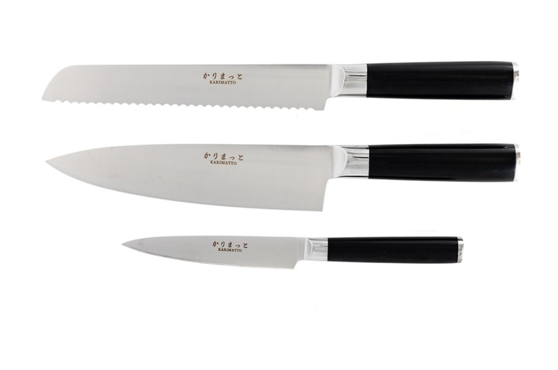 Knivset med - Allkniv 12 cm, Kockkniv 20 cm, Brödkniv 20 cm