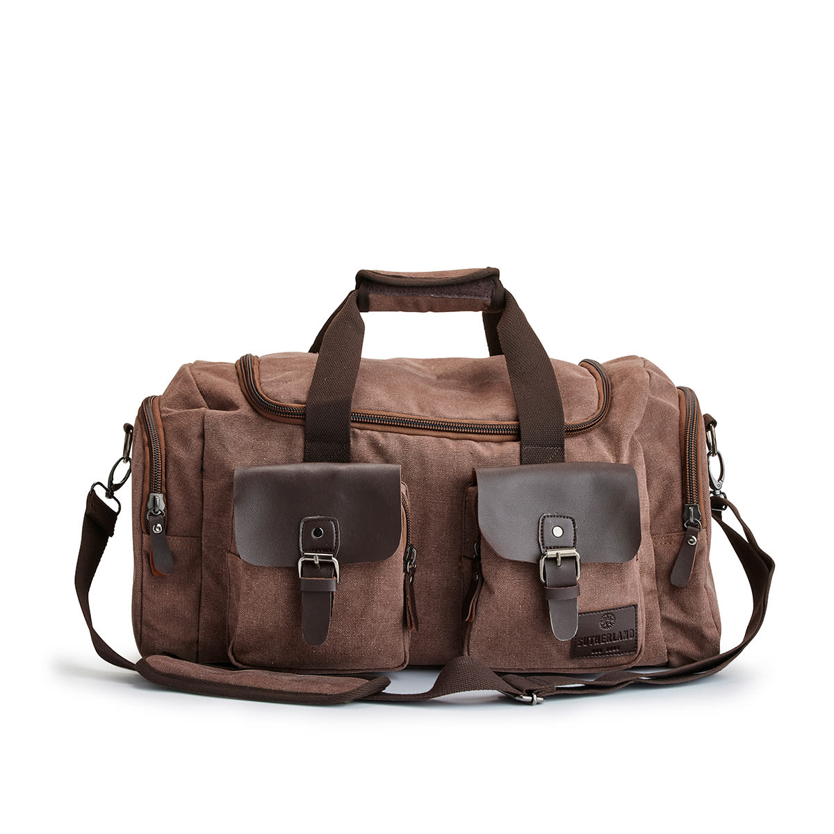 Snygg trendig duffelbag med imitationsläder