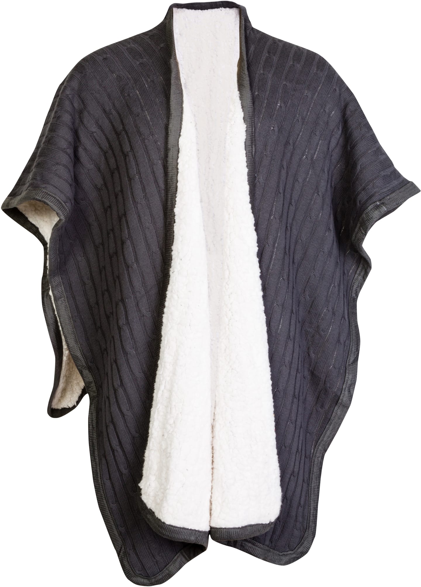 Cable Sherpa Poncho Grå