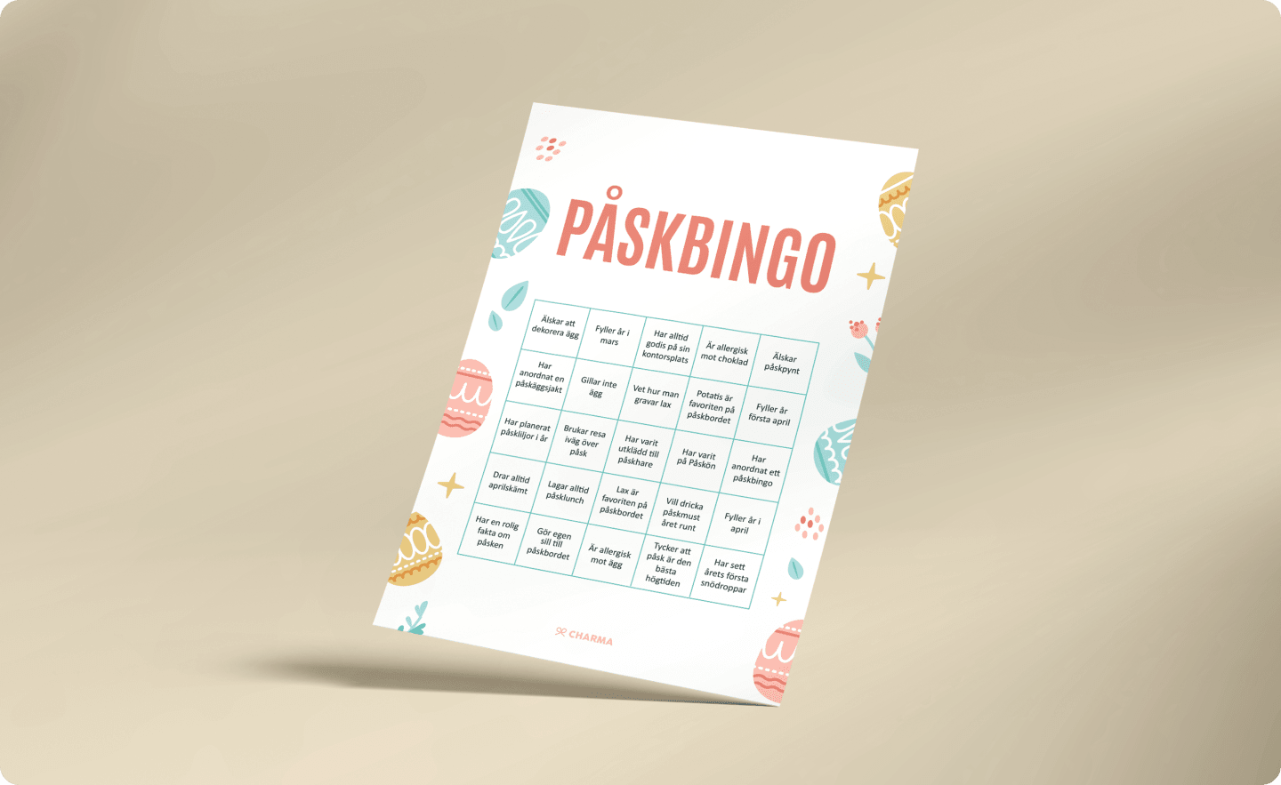 Anställda spelar påskbingo på kontoret