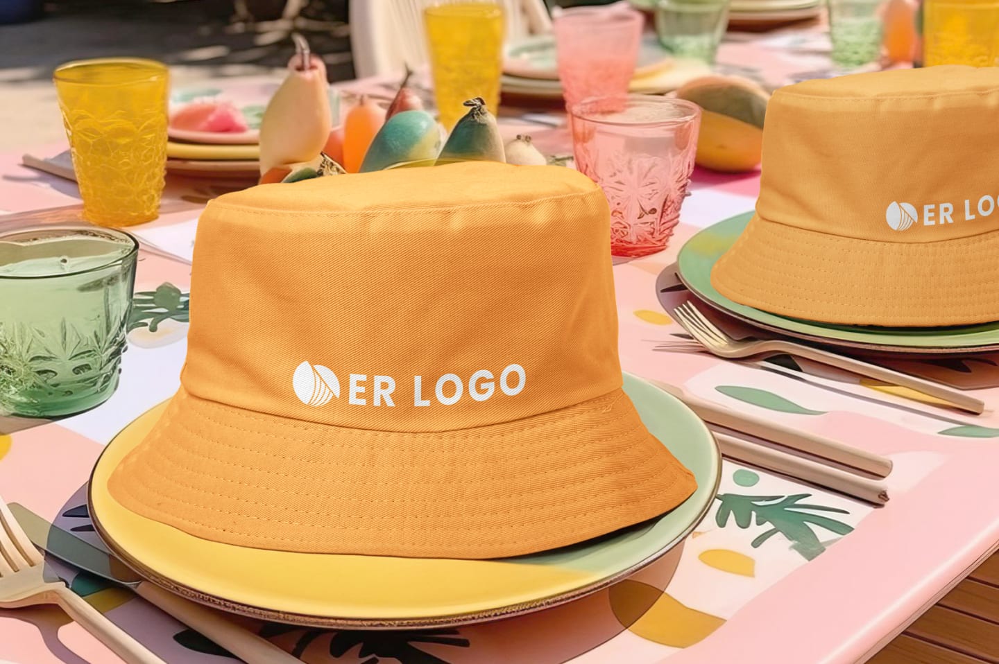 Solhatt med tryckt logotyp