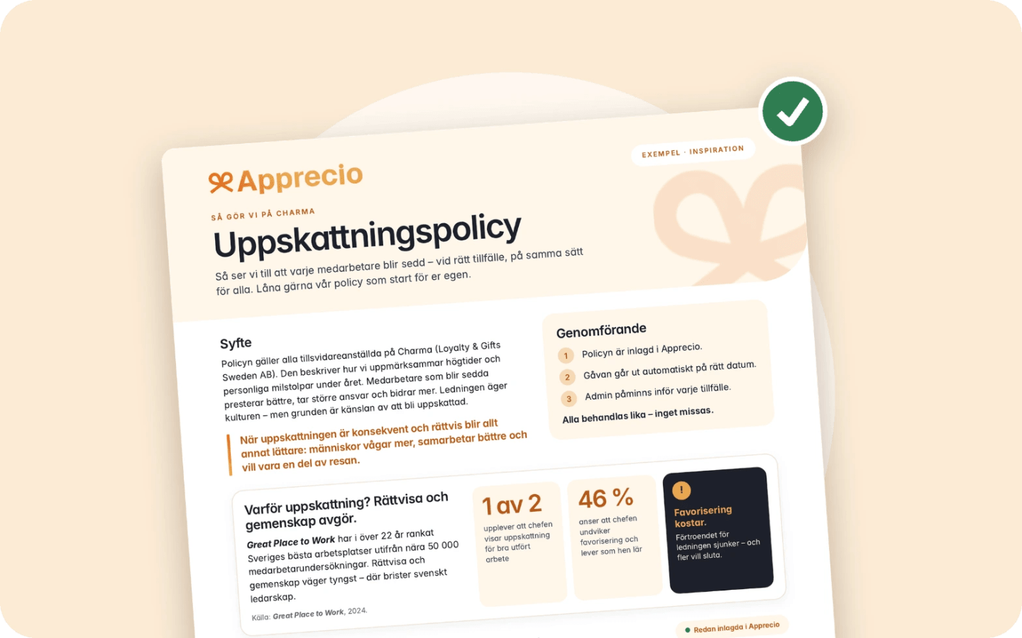 Illustration av Apprecio uppskattningspolicy