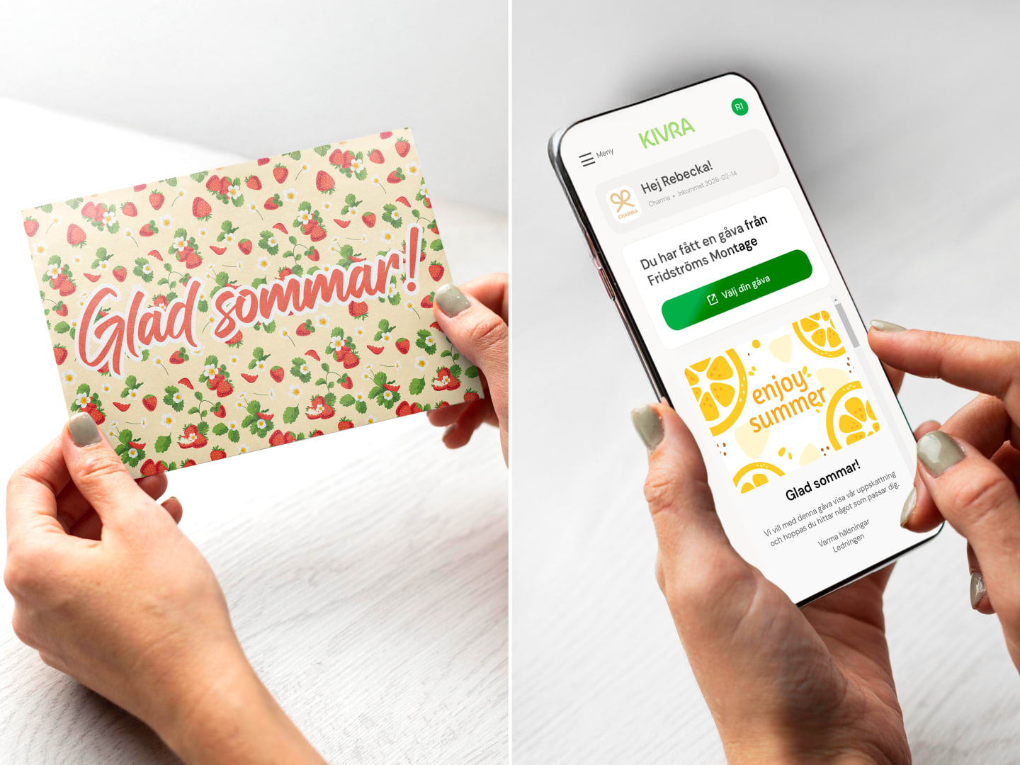 Gåvokort med logotryck - sommargåva till anställda